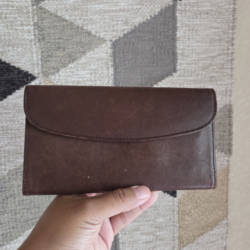 Vintage Coach Brown Leather Slim Wallet
